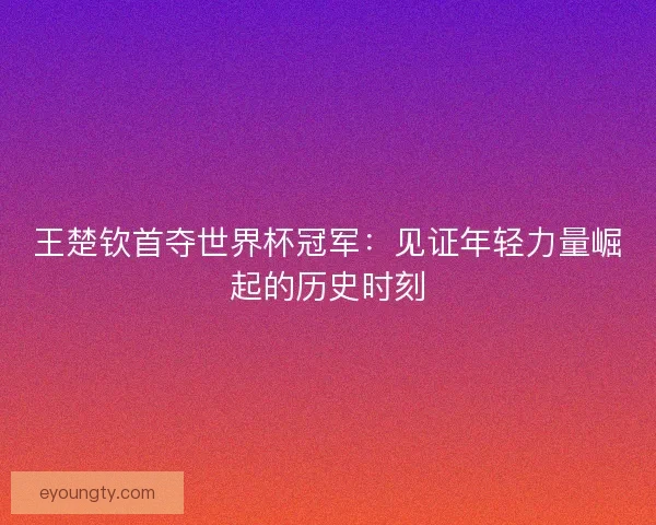 王楚钦首夺世界杯冠军：见证年轻力量崛起的历史时刻